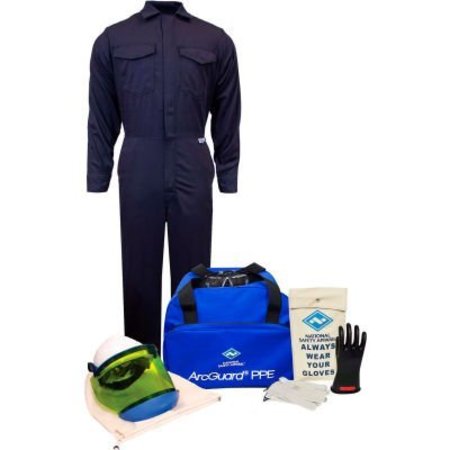NATIONAL SAFETY APPAREL ArcGuard® KIT2CV08MD09 8 cal/cm2 Arc Flash Kit with FR Coverall, MD, Glove Size 09 KIT2CV08MD09